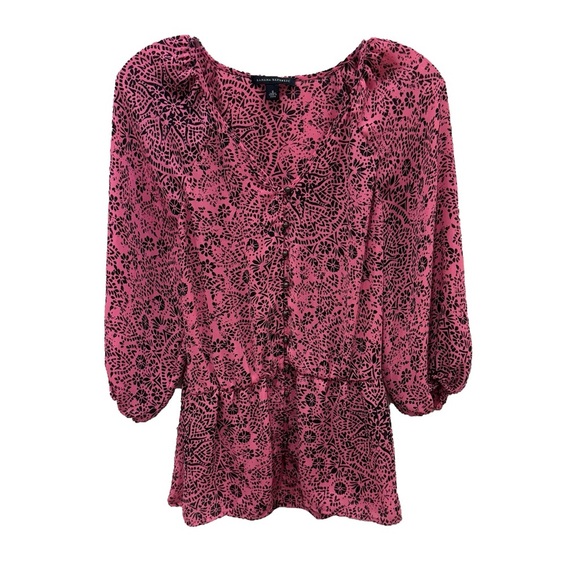 Banana republic pink printed flounce/ peplum top ❤️ - Picture 2 of 7